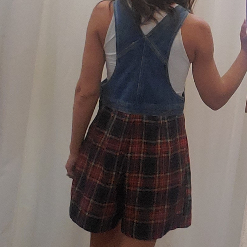 No boundaries 90s plaid and denim shortall - Picture 4 of 9